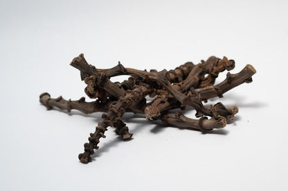 This is a close up photo of dried banana stems
